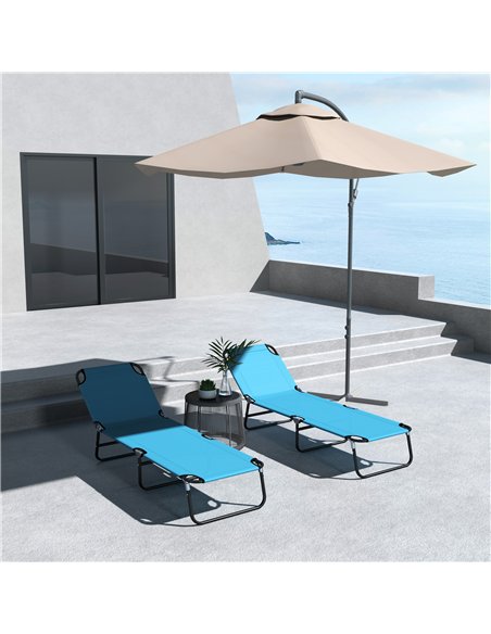 Outsunny Foldable Sun Lounger Set of 2 with 5-Position Adjustable Backrest, Outdoor Portable Recliner Chaise Lounge Chair with B - pic 118183 | FastDaddyshop