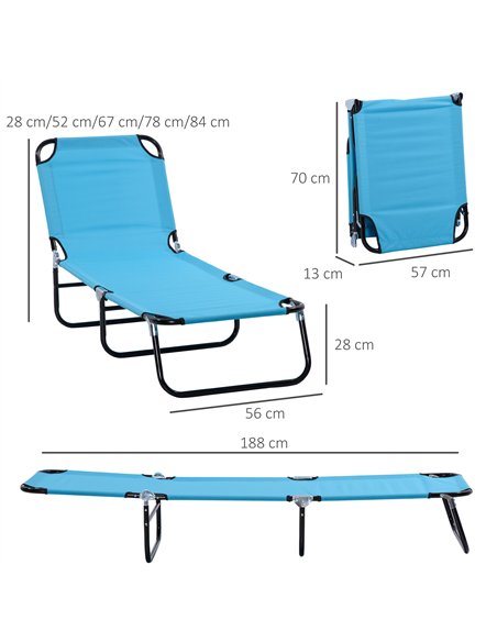 Outsunny Foldable Sun Lounger Set of 2 with 5-Position Adjustable Backrest, Outdoor Portable Recliner Chaise Lounge Chair with B - pic 118184 | FastDaddyshop