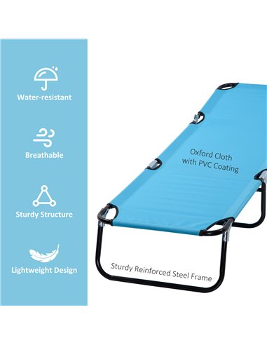 Outsunny Foldable Sun Lounger Set of 2 with 5-Position Adjustable Backrest, Outdoor Portable Recliner Chaise Lounge Chair with B