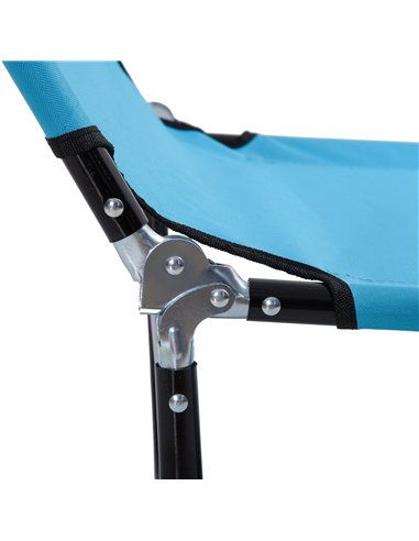 Outsunny Foldable Sun Lounger Set of 2 with 5-Position Adjustable Backrest, Outdoor Portable Recliner Chaise Lounge Chair with B