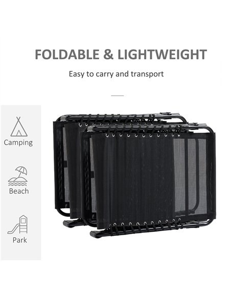 Outsunny Portable Sun Lounger Set of 2, Folding Camping Bed Cot, Reclining Lounge Chair 5-position Adjustable Backrest with Side - pic 118196 | FastDaddyshop