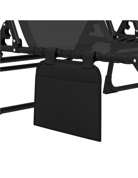 Outsunny Portable Sun Lounger Set of 2, Folding Camping Bed Cot, Reclining Lounge Chair 5-position Adjustable Backrest with Side - pic 118199 | FastDaddyshop