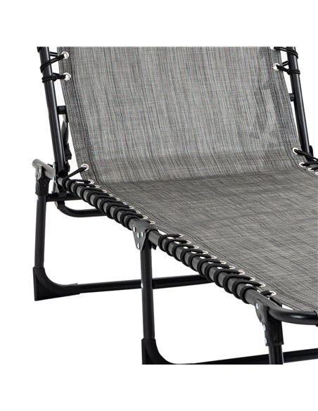 Outsunny Portable Sun Lounger Set of 2, Folding Camping Bed Cot, Reclining Lounge Chair 5-position Adjustable Backrest with Side - pic 118217 | FastDaddyshop