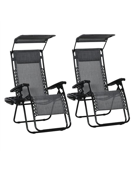 Outsunny 2 Piece Foldable Reclining Garden Chair with Headrest, Zero Gravity Deck Sun Lounger Seat Chair with Footrest, Armrest, - pic 118218 | FastDaddyshop