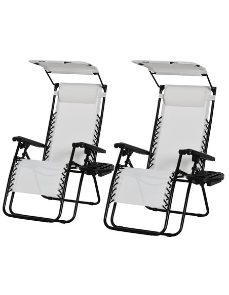 Outsunny 2 Piece Foldable Reclining Garden Chair with Headrest, Zero Gravity Deck Sun Lounger Seat Chair with Footrest, Armrest, - pic 118227 | FastDaddyshop