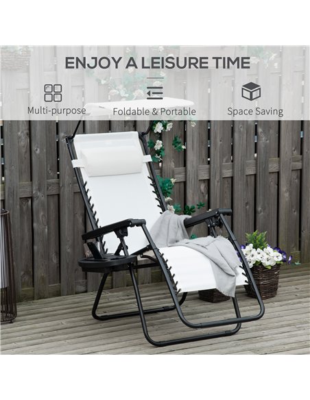 Outsunny 2 Piece Foldable Reclining Garden Chair with Headrest, Zero Gravity Deck Sun Lounger Seat Chair with Footrest, Armrest, - pic 118230 | FastDaddyshop