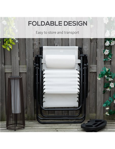 Outsunny 2 Piece Foldable Reclining Garden Chair with Headrest, Zero Gravity Deck Sun Lounger Seat Chair with Footrest, Armrest, - pic 118232 | FastDaddyshop