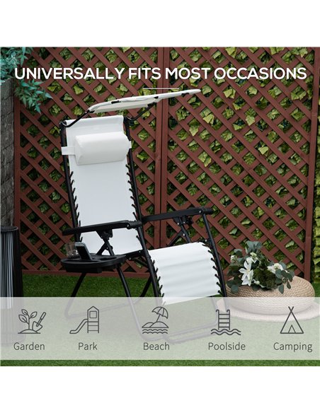 Outsunny 2 Piece Foldable Reclining Garden Chair with Headrest, Zero Gravity Deck Sun Lounger Seat Chair with Footrest, Armrest, - pic 118233 | FastDaddyshop