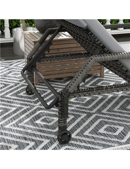 Outsunny Outdoor PE Rattan Sun Lounger Set of 2, Wicker Chaise Recliner Garden Chair with 5-Level Adjustable Backrest and 2 Whee - pic 118243 | FastDaddyshop