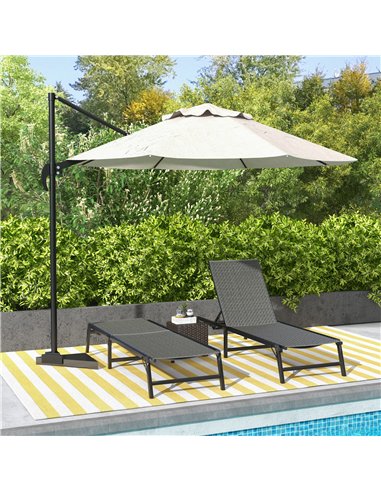 Outsunny Foldable Outdoor PE Rattan Sun Lounger Set of 2, Patio Wicker Recliners Lounge Chair w/ 5-Level Adjustable Backrest, fo
