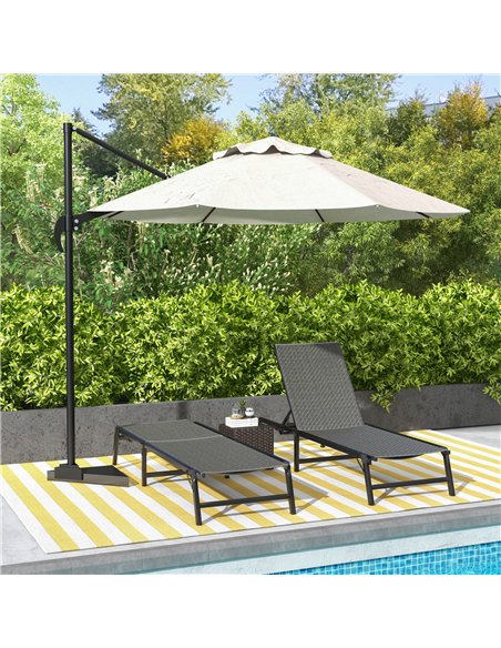 Outsunny Foldable Outdoor PE Rattan Sun Lounger Set of 2, Patio Wicker Recliners Lounge Chair w/ 5-Level Adjustable Backrest, fo - pic 118255 | FastDaddyshop