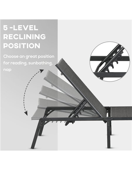 Outsunny Foldable Outdoor PE Rattan Sun Lounger Set of 2, Patio Wicker Recliners Lounge Chair w/ 5-Level Adjustable Backrest, fo - pic 118258 | FastDaddyshop