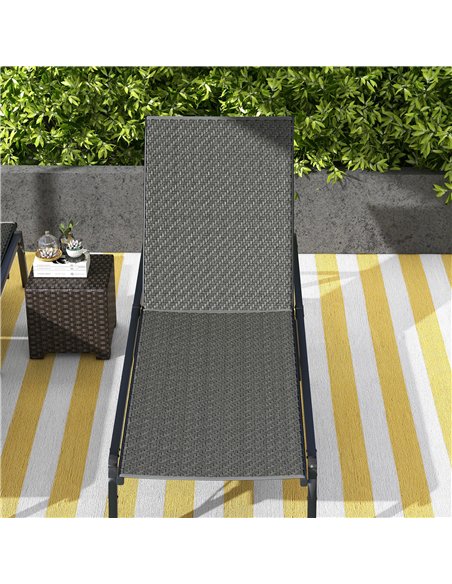 Outsunny Foldable Outdoor PE Rattan Sun Lounger Set of 2, Patio Wicker Recliners Lounge Chair w/ 5-Level Adjustable Backrest, fo - pic 118261 | FastDaddyshop