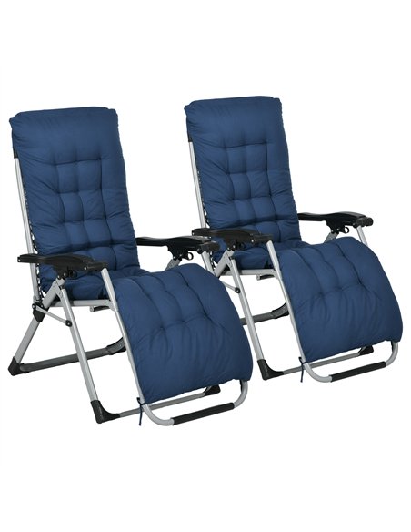 Outsunny 2 Piece Reclining Zero Gravity Sun Loungers with Cushions, Blue - pic 118263 | FastDaddyshop