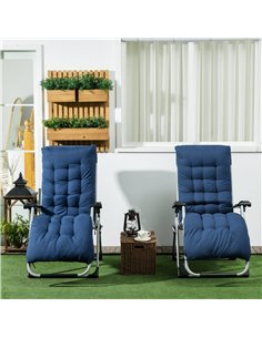 Outsunny 2 Piece Reclining Zero Gravity Sun Loungers with Cushions, Blue 2