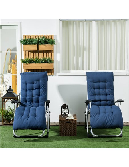 Outsunny 2 Piece Reclining Zero Gravity Sun Loungers with Cushions, Blue - pic 118264 | FastDaddyshop