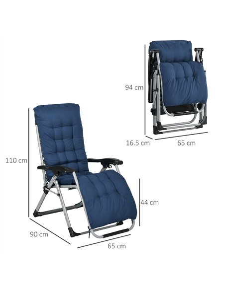 Outsunny 2 Piece Reclining Zero Gravity Sun Loungers with Cushions, Blue - pic 118265 | FastDaddyshop