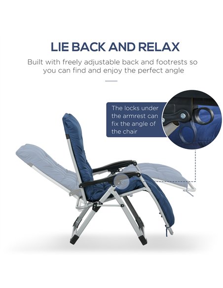 Outsunny 2 Piece Reclining Zero Gravity Sun Loungers with Cushions, Blue - pic 118266 | FastDaddyshop
