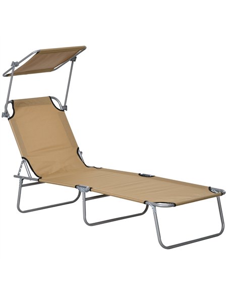 Outsunny Sun Lounger, with Adjustable Face Canopy - Brown - pic 118272 | FastDaddyshop