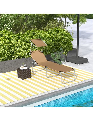 Outsunny Sun Lounger, with Adjustable Face Canopy - Brown