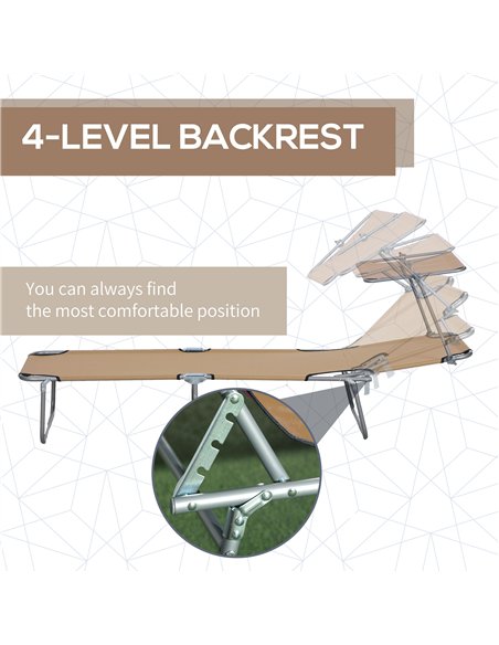 Outsunny Sun Lounger, with Adjustable Face Canopy - Brown - pic 118275 | FastDaddyshop