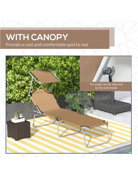 Outsunny Sun Lounger, with Adjustable Face Canopy - Brown - pic 118277 | FastDaddyshop