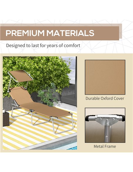 Outsunny Sun Lounger, with Adjustable Face Canopy - Brown - pic 118278 | FastDaddyshop