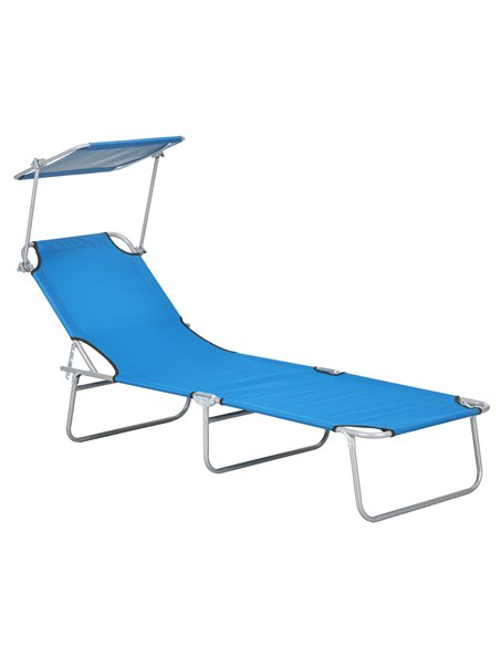 Outsunny Sun Lounger, with Adjustable Face Canopy - Bright Blue - pic 118281 | FastDaddyshop