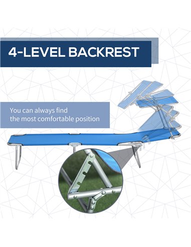 Outsunny Sun Lounger, with Adjustable Face Canopy - Bright Blue