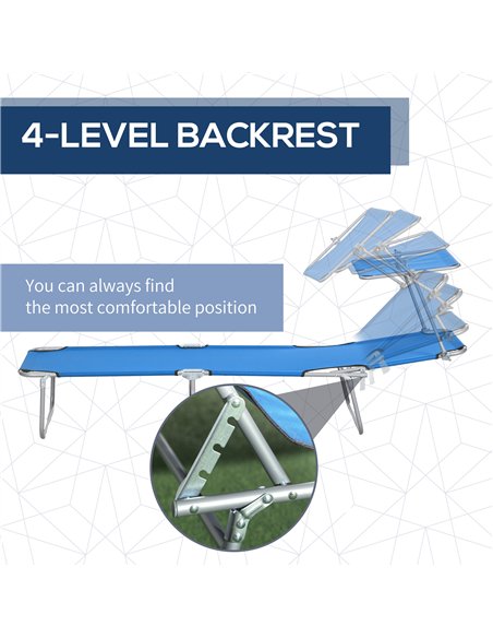Outsunny Sun Lounger, with Adjustable Face Canopy - Bright Blue - pic 118285 | FastDaddyshop