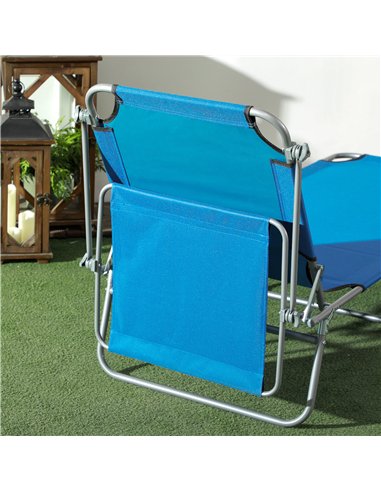 Outsunny Sun Lounger, with Adjustable Face Canopy - Bright Blue