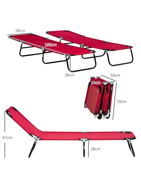 Outsunny Folding Sun Loungers Set of 2, Outdoor Day Bed with 5-Position Adjustable Backrest, Portable Recliner Garden Chairs wit - pic 118292 | FastDaddyshop