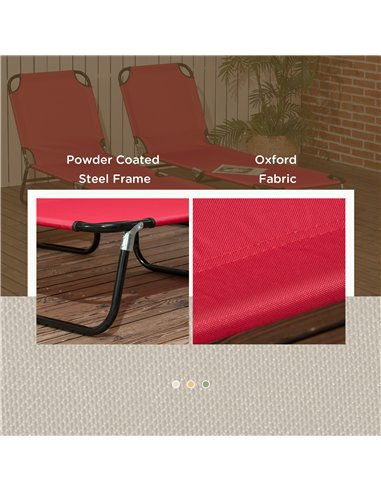 Outsunny Folding Sun Loungers Set of 2, Outdoor Day Bed with 5-Position Adjustable Backrest, Portable Recliner Garden Chairs wit