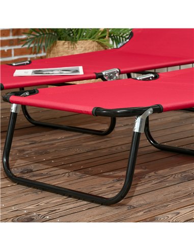 Outsunny Folding Sun Loungers Set of 2, Outdoor Day Bed with 5-Position Adjustable Backrest, Portable Recliner Garden Chairs wit