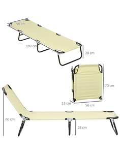 Outsunny Set of Two Metal Frame Folding Sun Loungers - Beige 2
