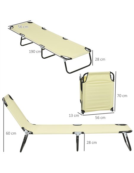 Outsunny Set of Two Metal Frame Folding Sun Loungers - Beige - pic 118310 | FastDaddyshop