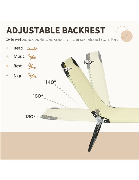 Outsunny Set of Two Metal Frame Folding Sun Loungers - Beige - pic 118311 | FastDaddyshop