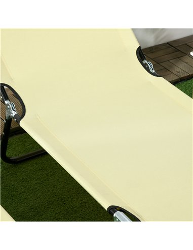 Outsunny Set of Two Metal Frame Folding Sun Loungers - Beige