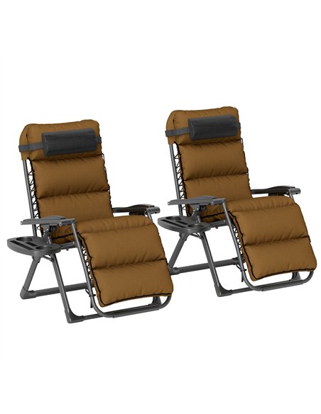 Outsunny Set of Two Reclining Sun Loungers, with Cushion - Brown - pic 118317 | FastDaddyshop