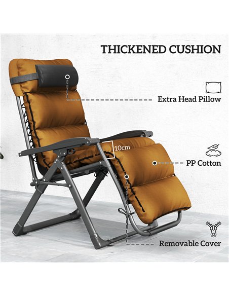 Outsunny Set of Two Reclining Sun Loungers, with Cushion - Brown - pic 118322 | FastDaddyshop