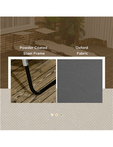 Outsunny 2 Piece Folding Sun Loungers with Canopy, Adjustable Recliner Garden Chairs with Side Pocket, Steel Frame and Breathabl