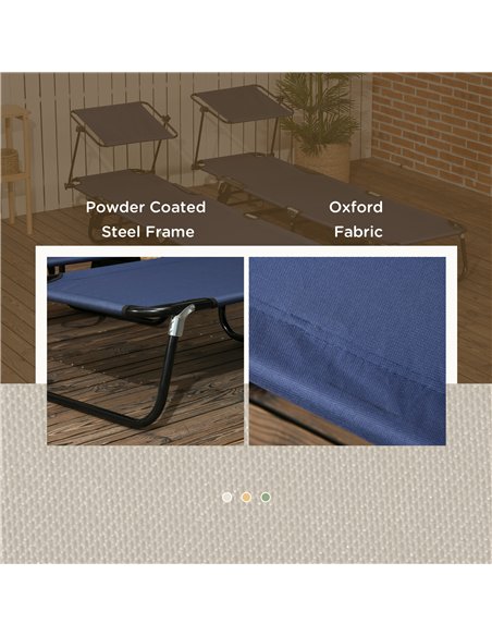 Outsunny 2 Piece Folding Sun Loungers with Canopy, Adjustable Recliner Garden Chairs with Side Pocket, Steel Frame and Breathabl - pic 118368 | FastDaddyshop