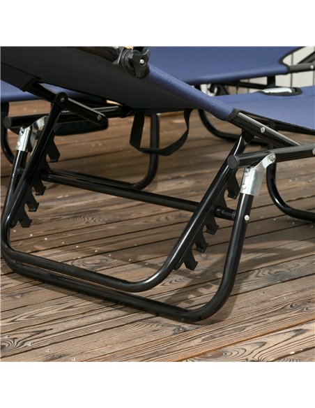 Outsunny 2 Piece Folding Sun Loungers with Canopy, Adjustable Recliner Garden Chairs with Side Pocket, Steel Frame and Breathabl - pic 118369 | FastDaddyshop