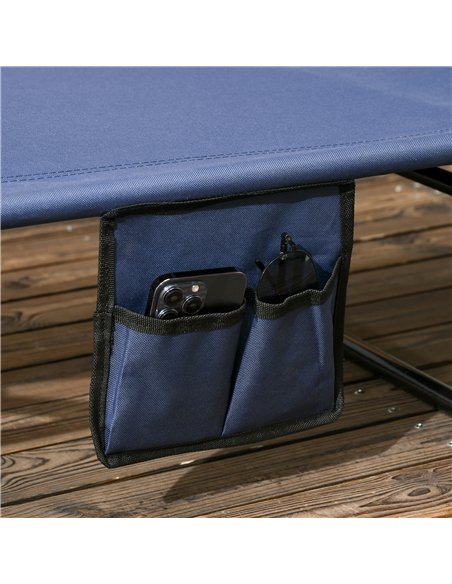 Outsunny 2 Piece Folding Sun Loungers with Canopy, Adjustable Recliner Garden Chairs with Side Pocket, Steel Frame and Breathabl - pic 118370 | FastDaddyshop