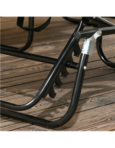 Outsunny 2 Piece Folding Sun Loungers with Canopy, Adjustable Recliner Garden Chairs with Side Pocket, Steel Frame and Breathabl