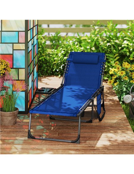 Outsunny Folding Sun Lounger with Side Table, 5-Level Adjustable Reclining Sun Lounger Chair, Portable Garden Recliner Sunbed wi - pic 118406 | FastDaddyshop