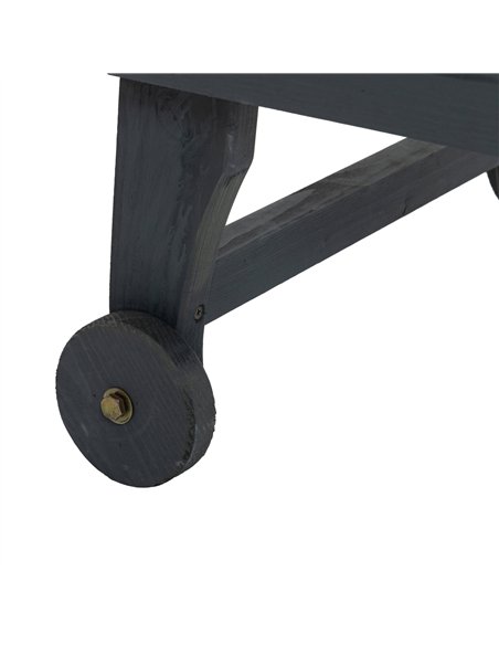 Outsunny Garden Patio Sun Lounger, Outdoor Wooden Sun Bed with Built-In Table, Reclining Backrest and Rolling Wheels for Sunbath - pic 118424 | FastDaddyshop