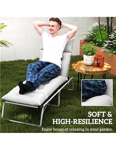 Outsunny Sun Lounger Cushion Only, 190x56x10cm Garden Lounge Chair Cushion, UPF20+ 220gsm Fabric, Thick Sunbed Replacement Cushi