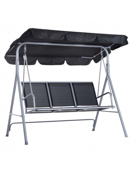 Outsunny Outdoor 3 Seater Garden Swing Chair, Black - pic 11843 | FastDaddyshop