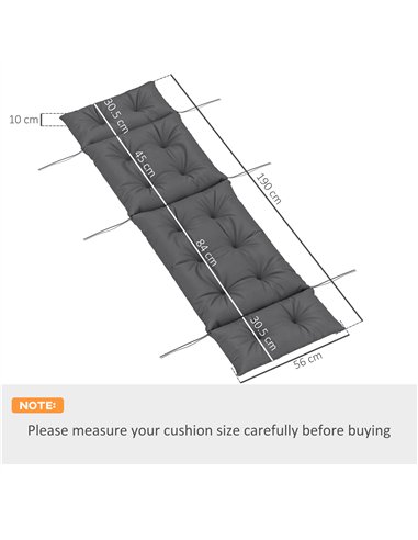 Outsunny Sun Lounger Cushion Only, 190x56x10cm Garden Lounge Chair Cushion, UPF20+ 220gsm Fabric, Thick Sunbed Replacement Cushi
